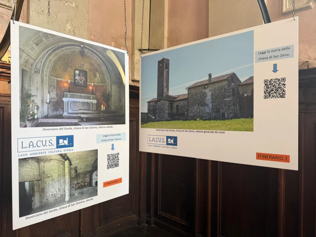 Pannelli espositivi dedicati alle chiese di San Donino e San Zeno a Desenzano del Garda nella mostra L.A.CU.S.