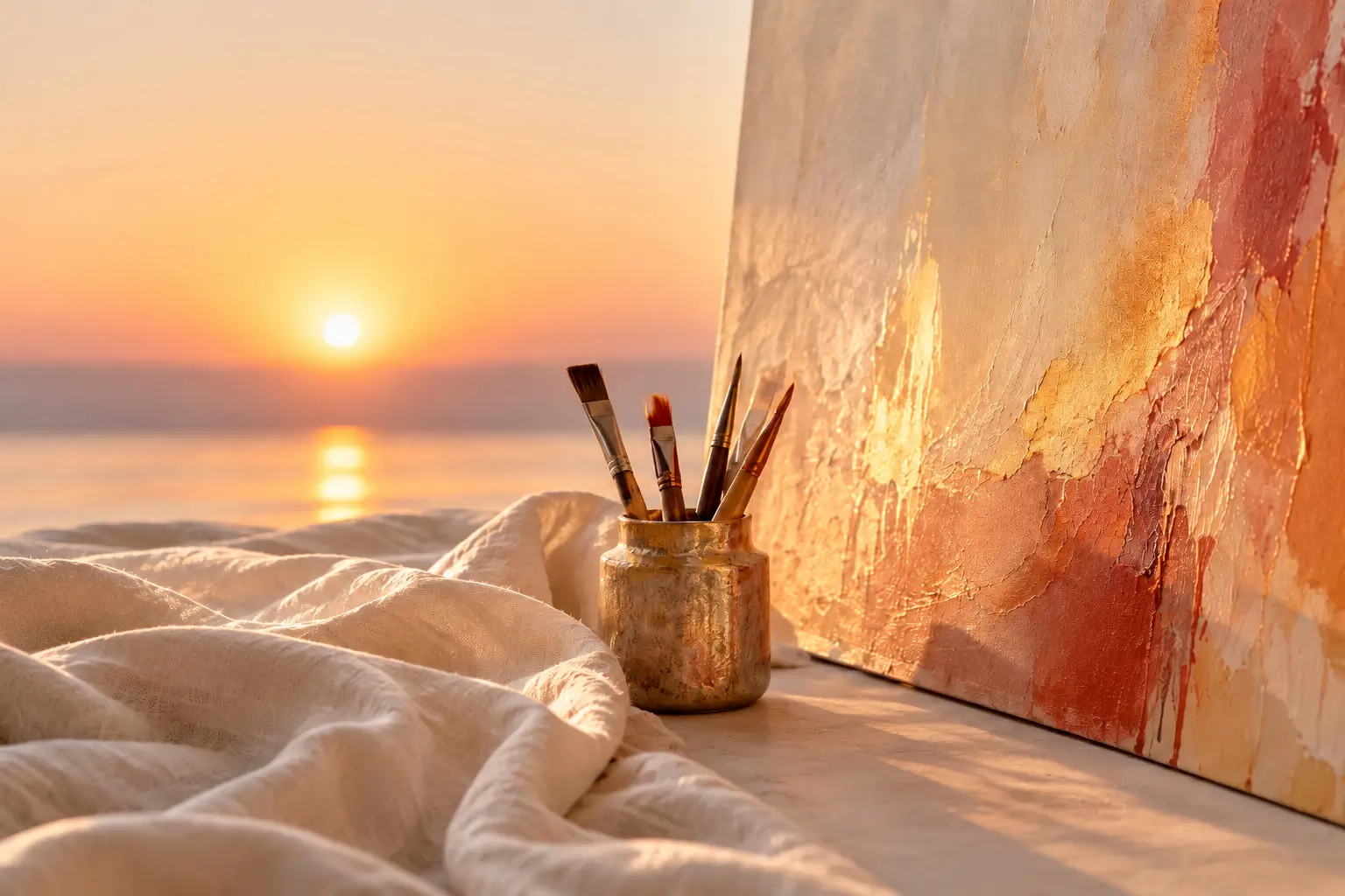 Art Therapy Tramonto con pennelli e tela
