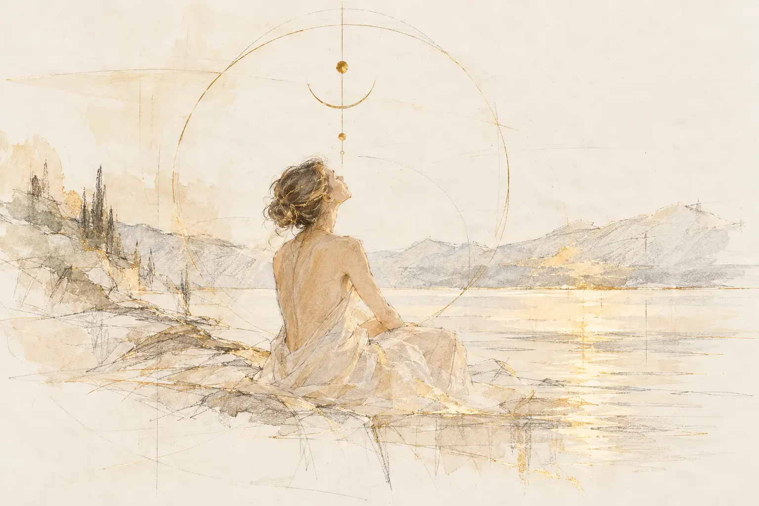 Donna in meditazione sul Lago di Garda, immersa nella natura, simbolo della ricerca interiore